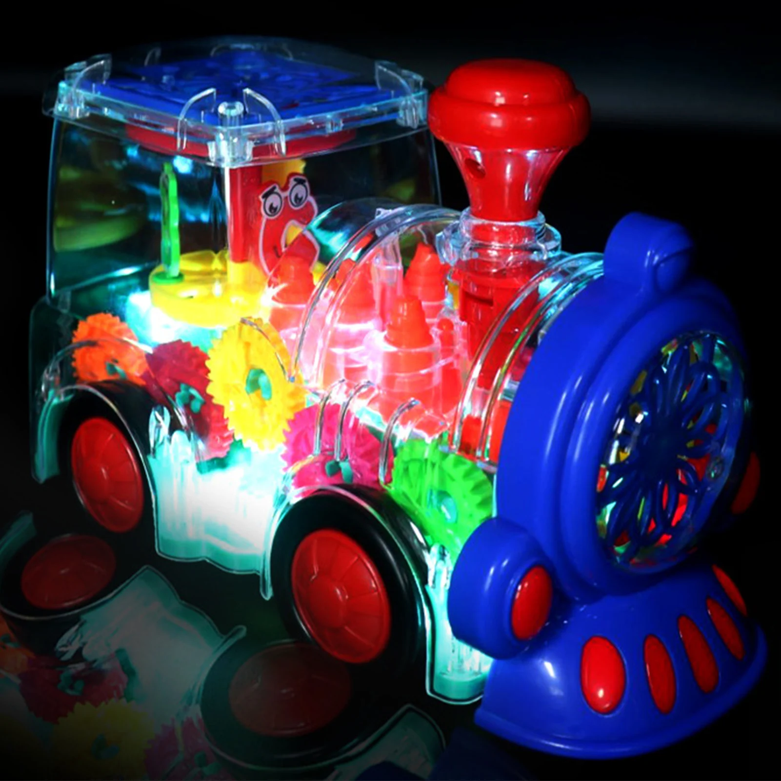 Electric Transparent Gear Train Toy Durable Mechanical Toy Vehicle with Sound Light for Children's Toy Gift Electric Gear Toy