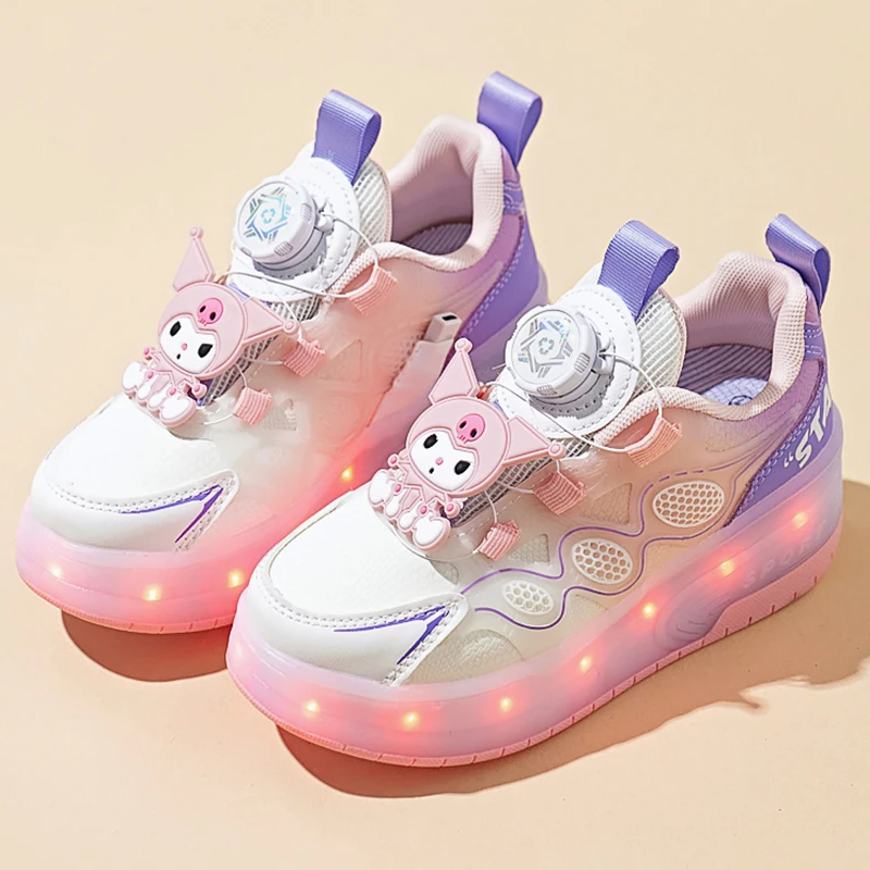 Cute Girls Skate Shoes for Children LED Luminous Shoes Anti Slip Sneakers Outdoor Training Kids Luminous Roller Skating Shoes