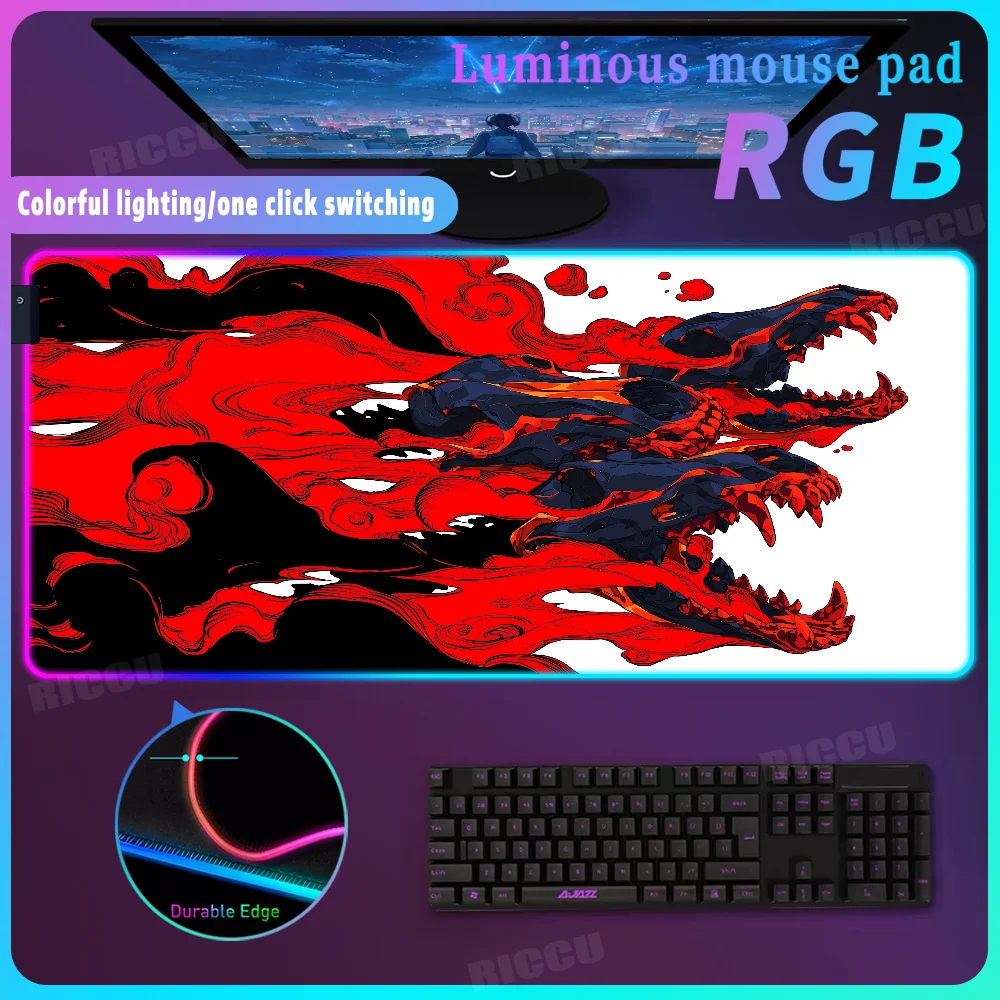 Cerberus mouse pad Demon mask pad Colorful glow Mousepad Colorful Lumious Lighting mat RGB Devil large office Game Expansion Pad