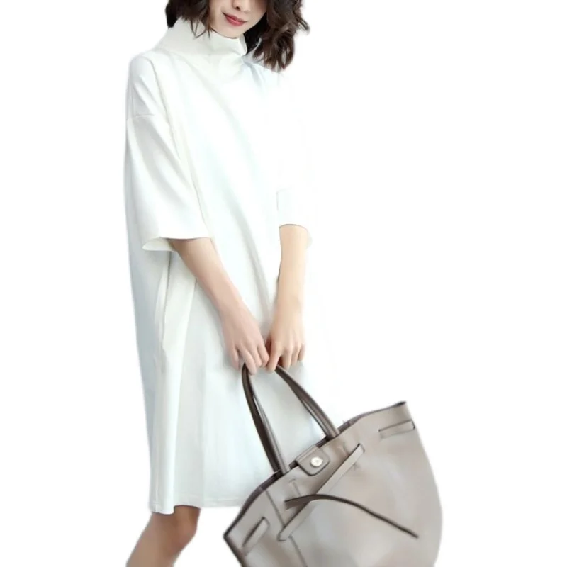 Damska wiosenna spódnica midi z wysokim stanem, warstwa bazowa, odzież wewnętrzna, do dojazdów do pracy, artystyczna, luźna w talii, długa, rozkloszowana.