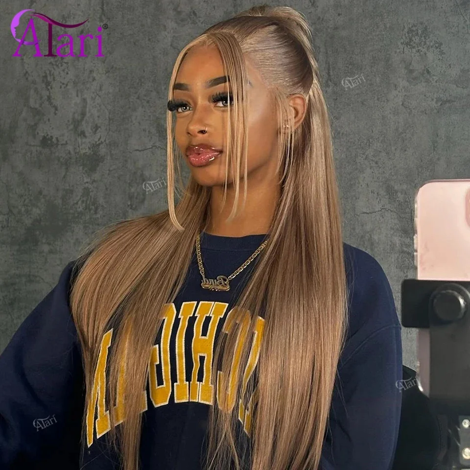 Ash Brown Blonde 5x5 Closure Straight Human Hair Wigs Brazilian 13x4 13x6 Lace Frontal Transparent Remy Hair Wig Pre Plucked