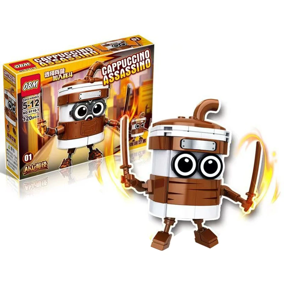 Tralalero italien Tralala ‌   Larlla ‌   Figurine assemblée jouet cerveau Tung Tung Tung Sahur enfants blocs de construction boîte aveugle jouets cadeaux ‌