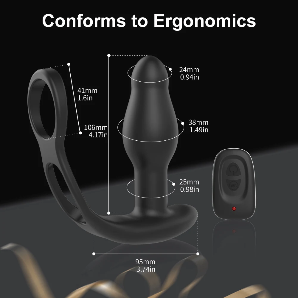 Prostate Massage Anal Vibration Rotating Beads Wireless Remote 2 Rings USB Charging Waterproof Medical-Grade Silicone Sex Toys