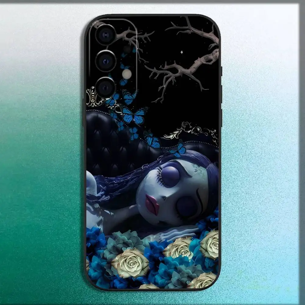 حافظة هاتف C-Corpse Movie Bride E-Emily لهاتف سامسونج جالاكسي A73,72,71,A52,51,40,41,A22,A32,31,A13,12,Note20 غلاف أسود ناعم