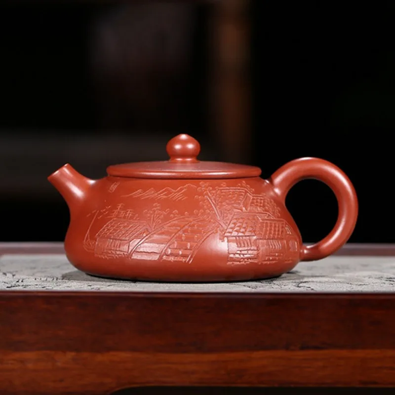 120ml Chinese Yixing Purple Clay Teapots Raw Ore Dahongpao Stone Scoop Tea Pot Home Zisha Filter Kettle Customized Tea Set Gifts