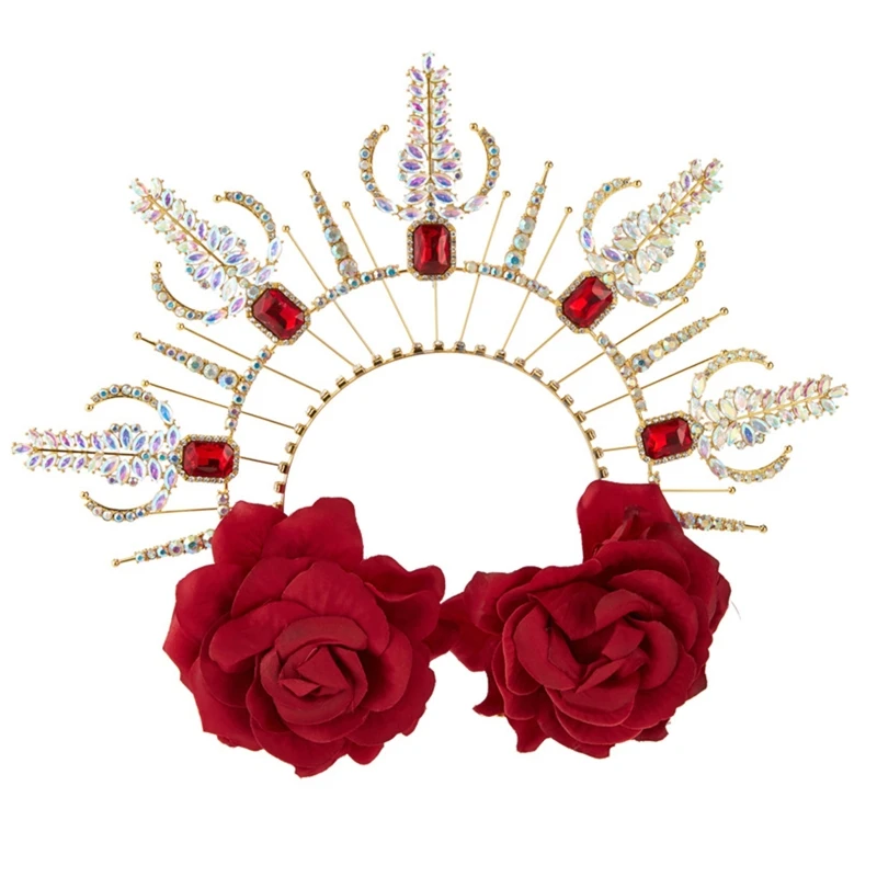 

652F Golden Color Cosplay Angel Headband Festival Hair Hoop Shows Headpiece New Year Costume Prop Unisex