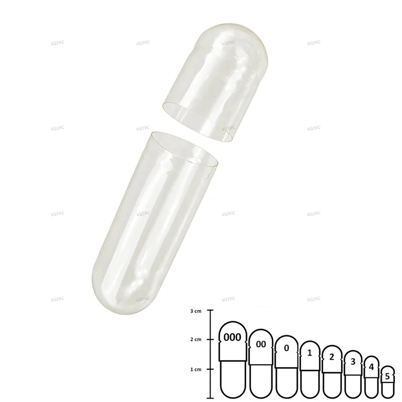 1000 STKS Vegetarische Lege Pil Capsule Maat 00 0 Holle Gescheiden Samengevoegde Vegetarische Kosher Halal Gecertificeerde HPMC Capsules