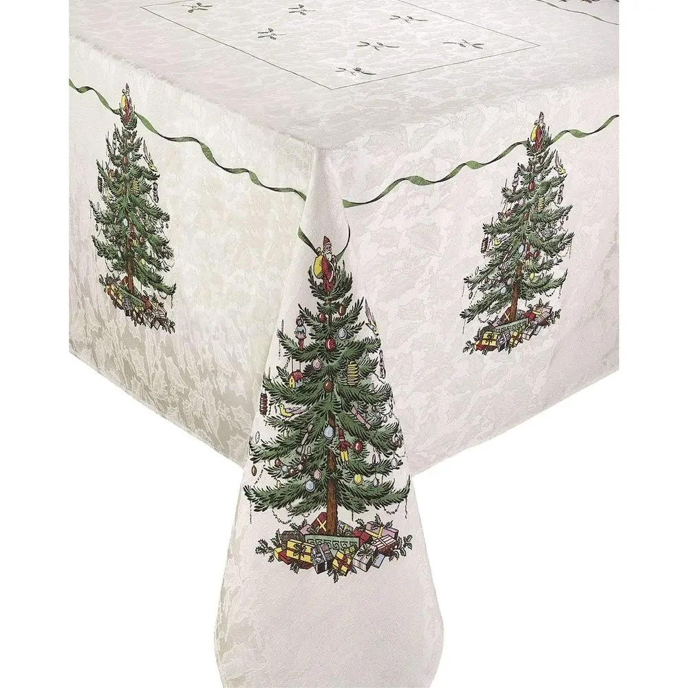 

60x84 Holiday Christmas Tree Kitchen Tablecloth with Accessories
