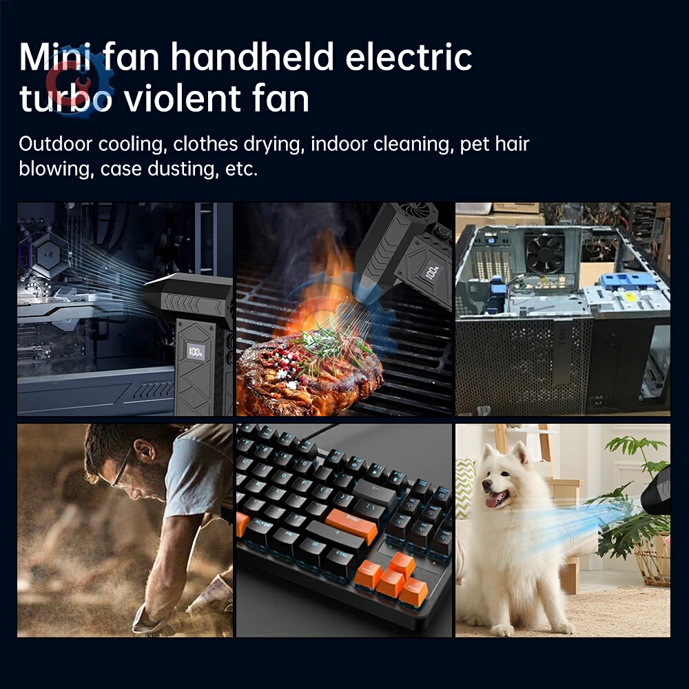 180000 RPM Violent Blower High-Speed Wireless JetBlower Dust Blowing Battery Level Display LED Lighting Handheld Air Blower Fan