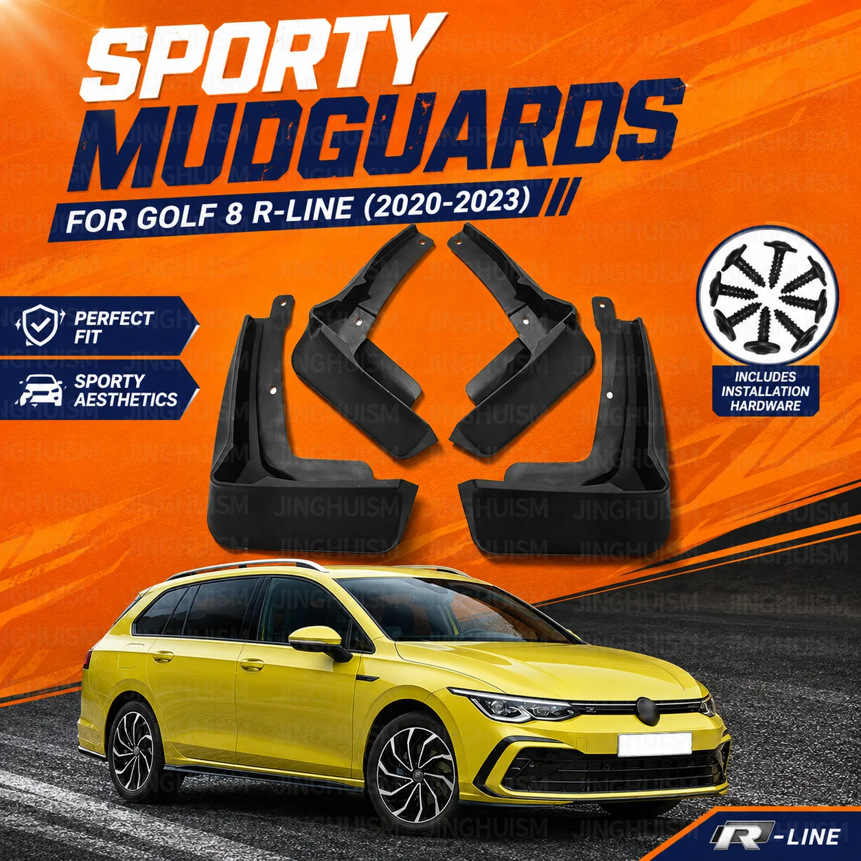 Mudguards FOR VW Volkswagen Golf 8 R-Line 2020-2023 Fender Mudguard Vehicle Exterior Decor ABS Material Protective Accessories