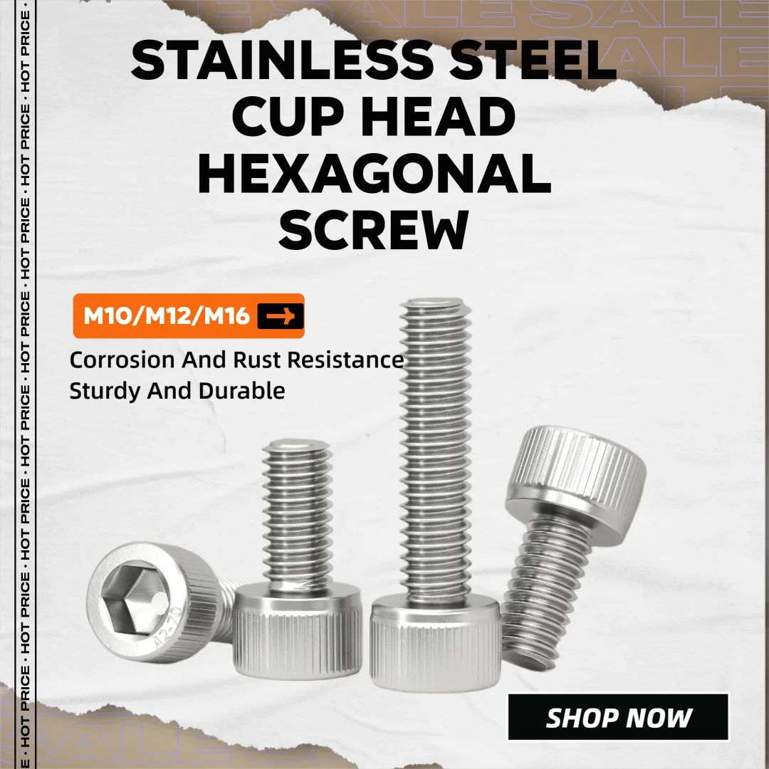1/2Pcs M10 M12 M16 Cup Head Internal Hexagon Screw 304 Stainless Steel Full Thread External Hexagon Head Screw Length 16mm-140mm