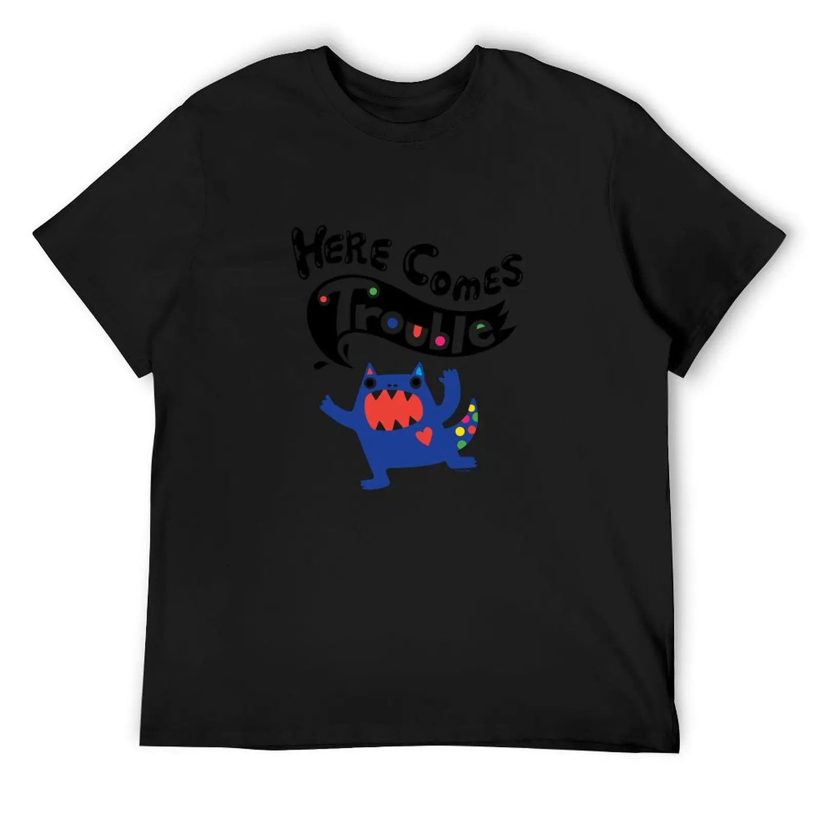 

Here Comes Trouble - colbalt T-Shirt blacks blue lock T-shirts man vintage t shirt men