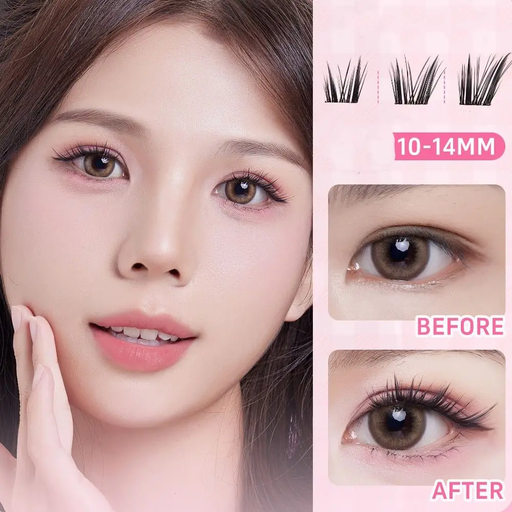 Clusters de cílios autoadesivos de extensão, faça você mesmo, reutilizáveis, sem cola, cílios postiços individuais de longa duração