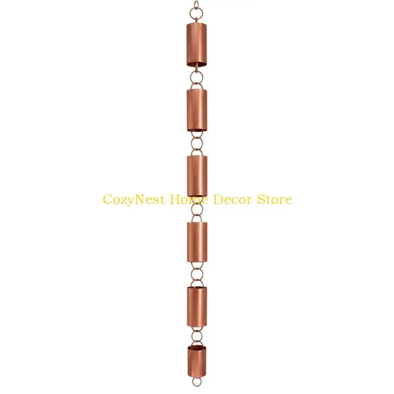92MF Aluminum Cylindrical Rain Chain for Porches and Gazebos, with Linked Sections That Direct Roof Runoff Downward