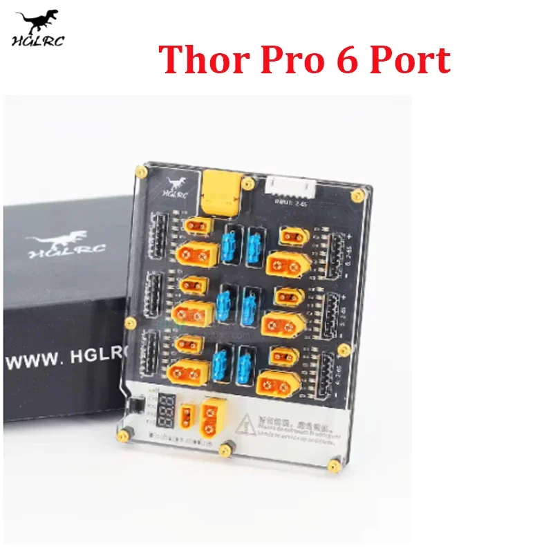 HGLRC Thor Pro 6 Ports Battery Charger Board 2-6S Lipo Discharger Parallel Balance Charging XT60 XT30 For IMAX B6 HOTA D6 Pro