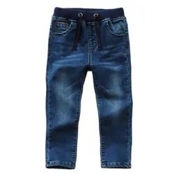 Kids Boys Jeans Classic Solid Design Children Denim Pants Spring Autumn Casual Elastic Waist Trousers 2 To 14 Years Clothes