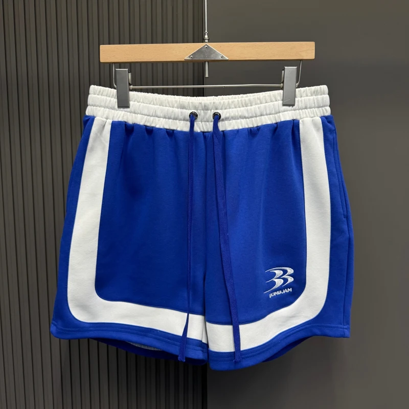 

Quick Dry Embroidery Ghosting Digit 3 Label Basketball Shorts Men Women Splice Color Stripe Loose Shortpants