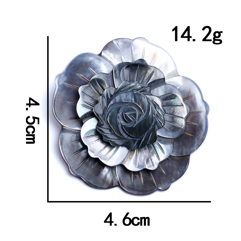 Natural Shell Brooch Black Mother Of Pearl Shell Camellia Flower Badge Pendant Bridal Corsage Pins DIY Charms Jewelry Accessory view 6