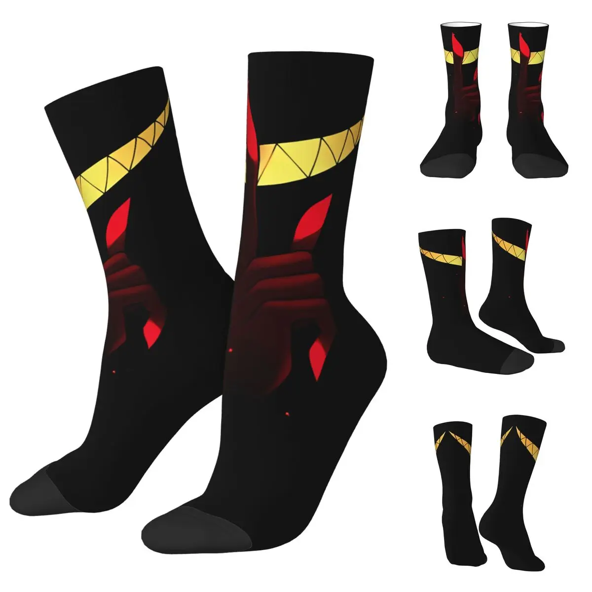 

Stained Glass Alastor Hazbins Hotels cosy Unisex Socks,Cycling Happy 3D printing Sock