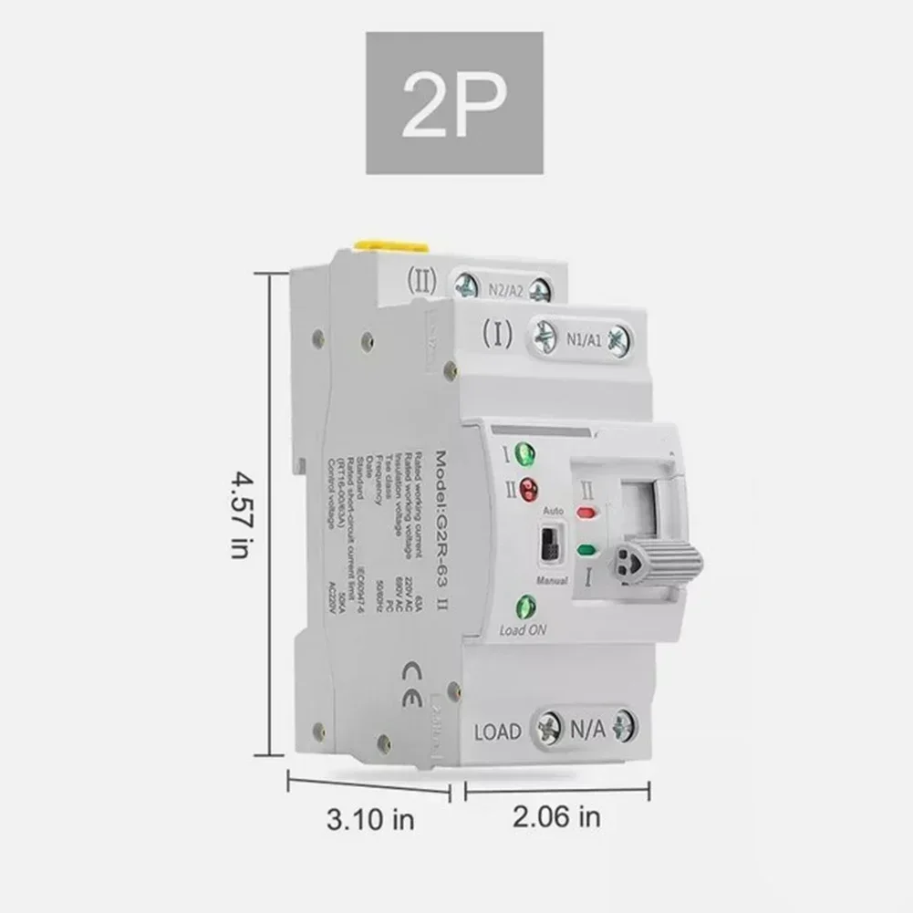 ATS Automatische Omschakelaar Elektrische Keuzeschakelaar Dual Schakelaar Voor Generator Intelligentie Lichtschakelaar 2P 63A 220V