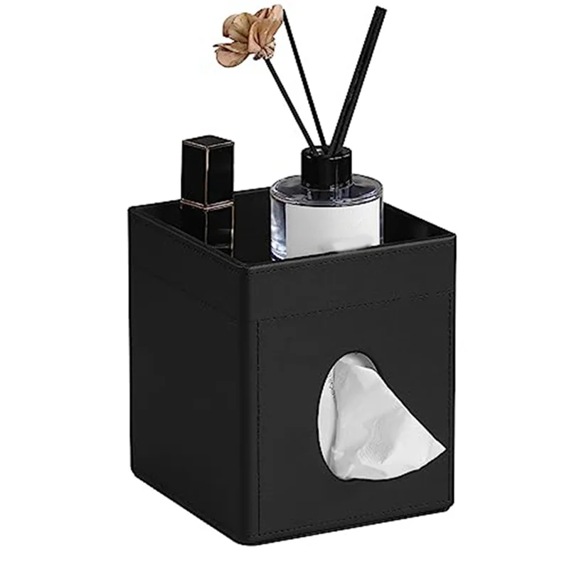 BB-1 PCS ティッシュボックスカバー PUレザーティッシュボックス ティッシュホルダー 装飾オーガナイザー (ブラウン)