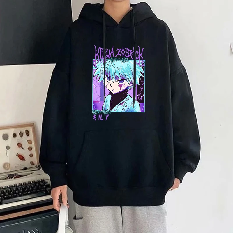 New Fashion Anime Killua Zoldyck Pullover Long Sleeve Sports Hoodie Women Cotton Sweatshirt Pullover Tops