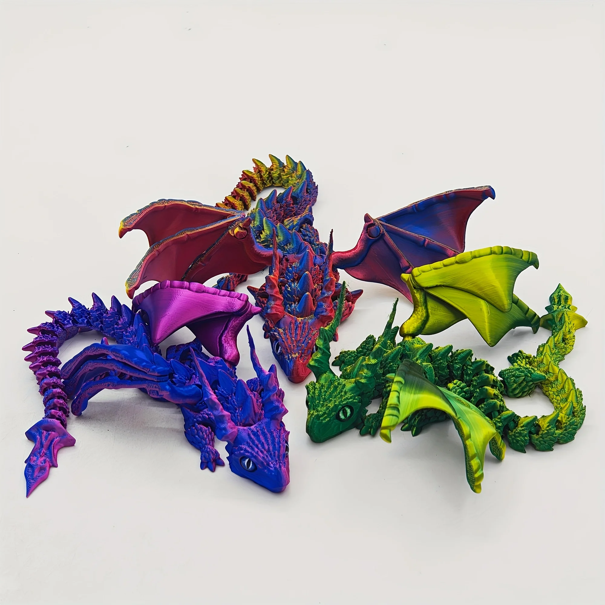 

3D Printing Multi Color Gradient Big Horn Flying Dragon with Wings Model Home Decor Doll Statue Ornament Flying Dragon Model