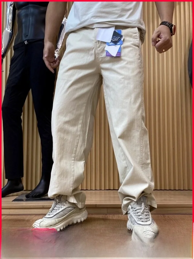 

Casual Loose Wide Leg Men's Pants Plain Color mat Design Micro Spiral Blade Design Humanistic Texture Straight Leg Tro...