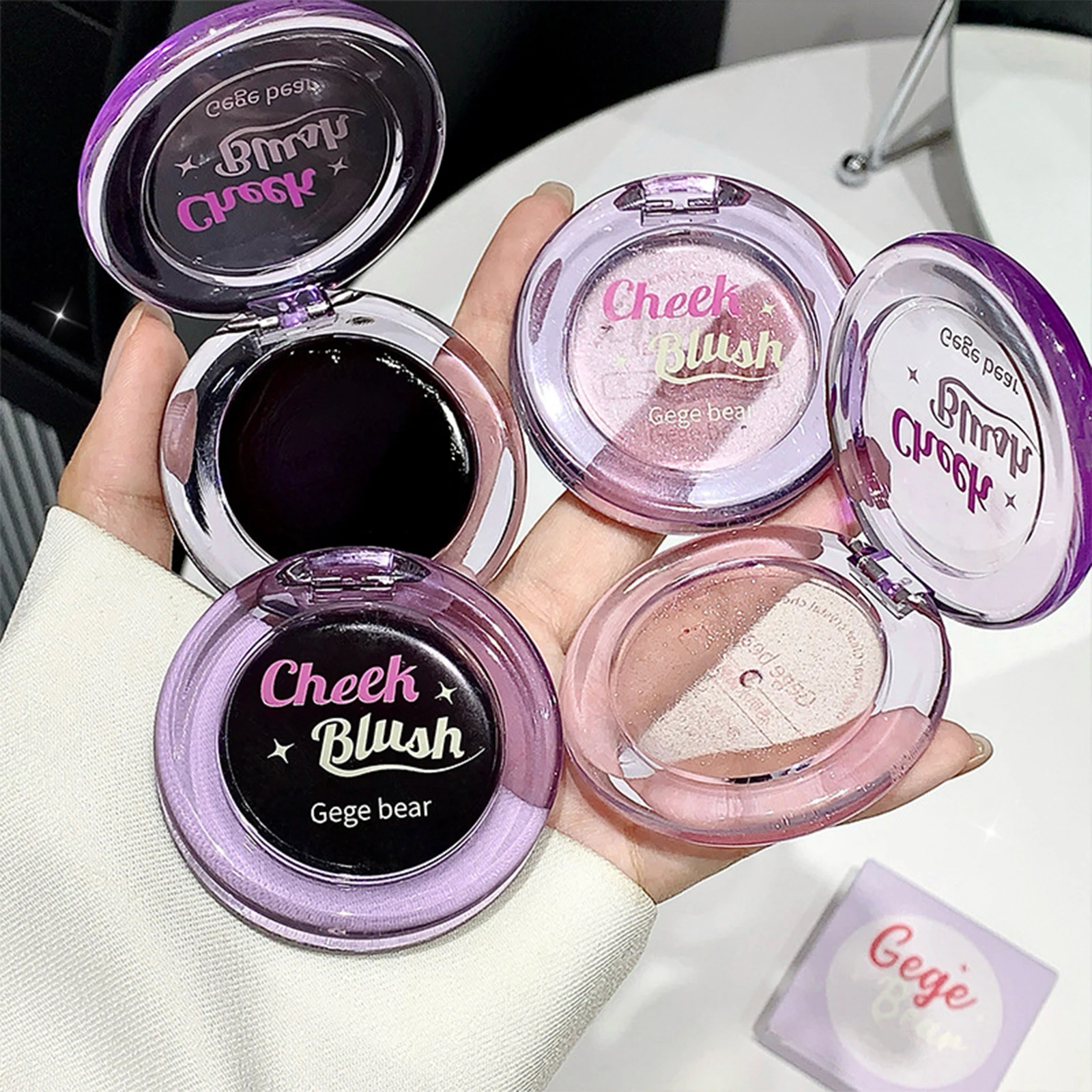 Transparent Crystal Pink Blusher Gel Temperature Color Change Makeup Jelly Tint Lip And Cheek Moisturized Shimmer Rouge Cream