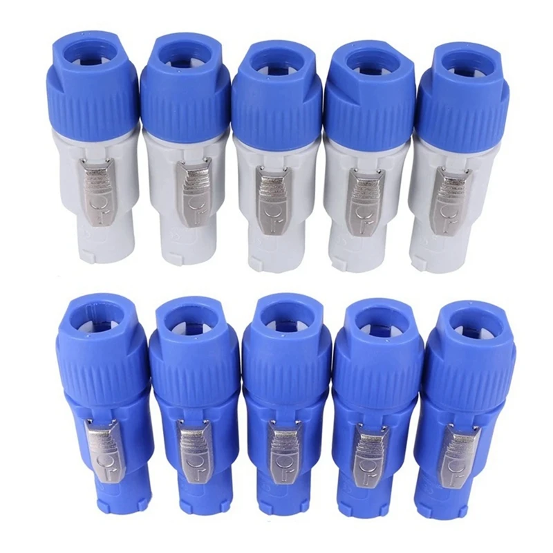 20PCS 3 Pin Male Powercon Connector NAC3FCB Speakon Plug 20A 250V AC Power Plug Connector Blue And Grey White