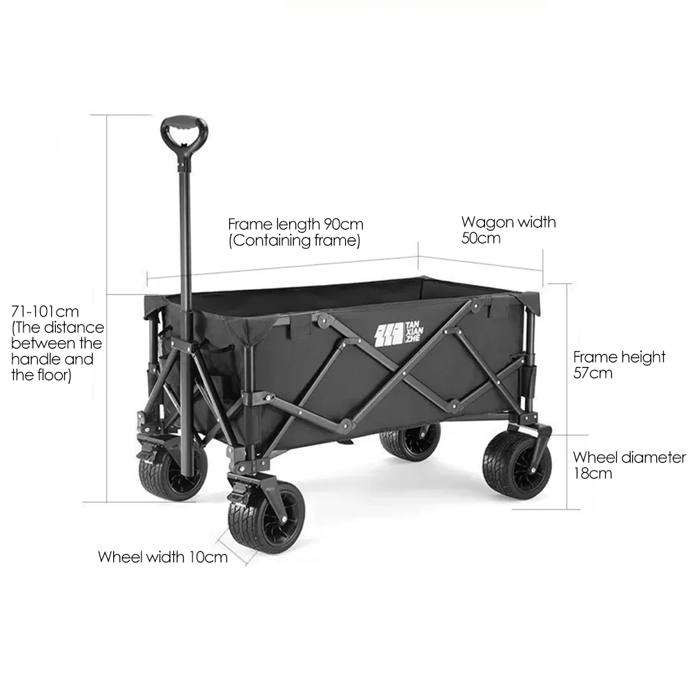 Outdoor Four-Wheel Foldable Metal Storage Camping Cart Multipurpose For Travel Beach Garden Use Camping Vehicle Travel