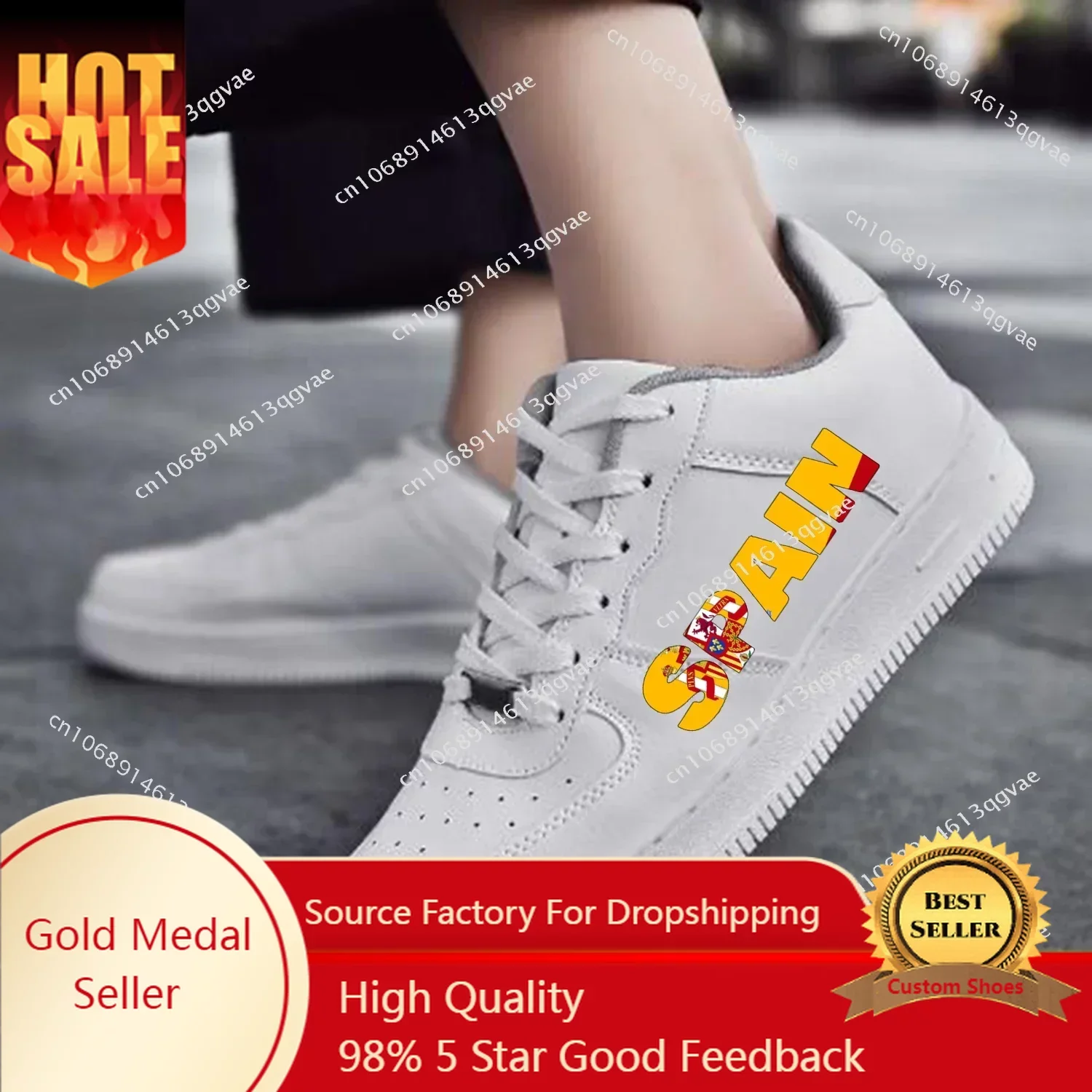 

Spanish Flag AF Basketball Mens Womens Sports Running High Quality Flats Force Sneakers Lace Up Mesh Customized Made Shoe DIY