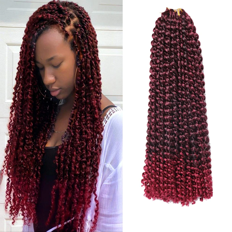 18 inch Passion Twist Hair Synthetic Pre-looped Passion Twist Crochet Braiding Hair Water Wave Crochet Hair Passion Twists