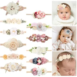 Elastic Floral Hair Bandas para o bebê recém-nascido, Headband bonito para meninas, Nylon Headwear para crianças, acessórios para cabelo para crianças