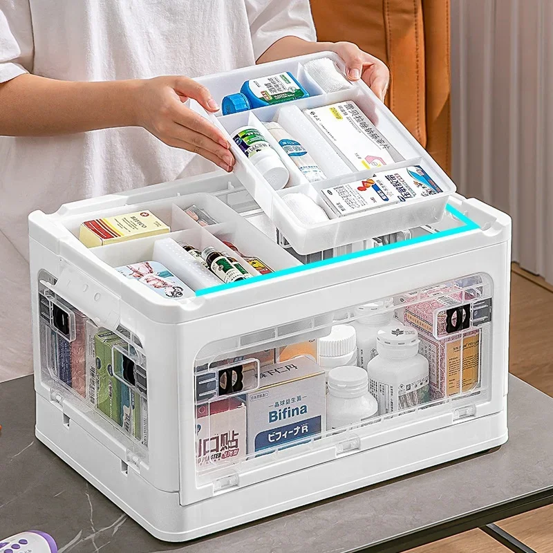 Portable Medicine Box Home First Aid Medical Kit Large Capacity Family Emergency Medicine Box with Multi-layer Drug Storage Case