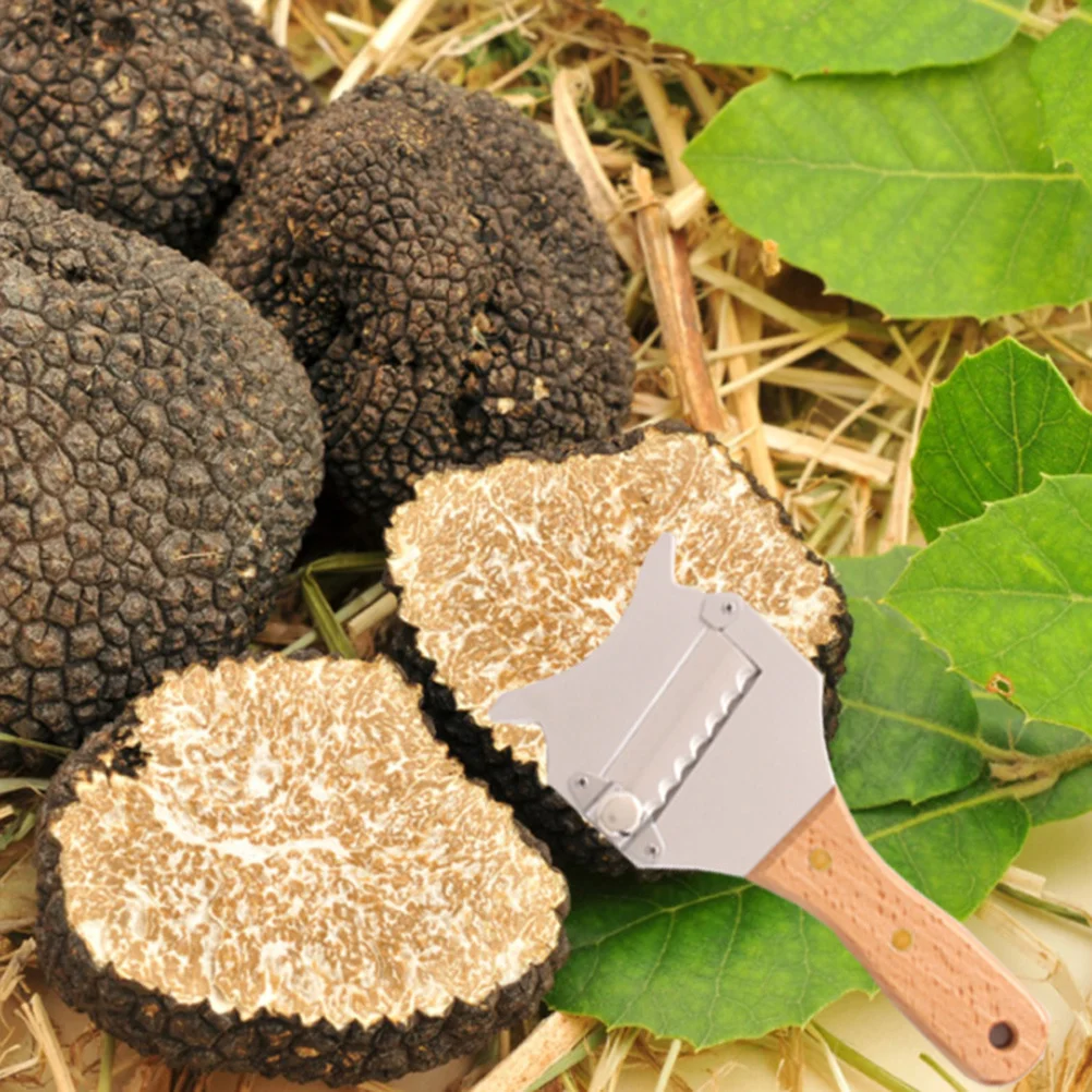 

Non-Slip Wooden Handle Truffle Slicer Cheese Shaver Kitchen Gadget Stainless Steel Chocolate Rust-Proof Practical Silver