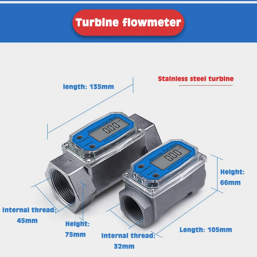 Digital Turbine Flow Meter for Measuring Gasoline Diesel Kerosene Digital Liquid Flow Meter Meter PCB Electronic Indicator