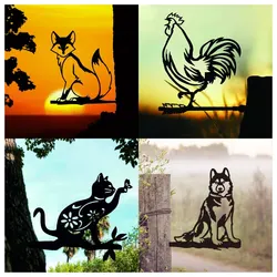 Unique Yard Fox/Dog/Cat/rooster Metal Art - Outdoor & Garden Silhouette -Fox Rustic Decor -Yard Metal Ornament - Fox Garden Sign