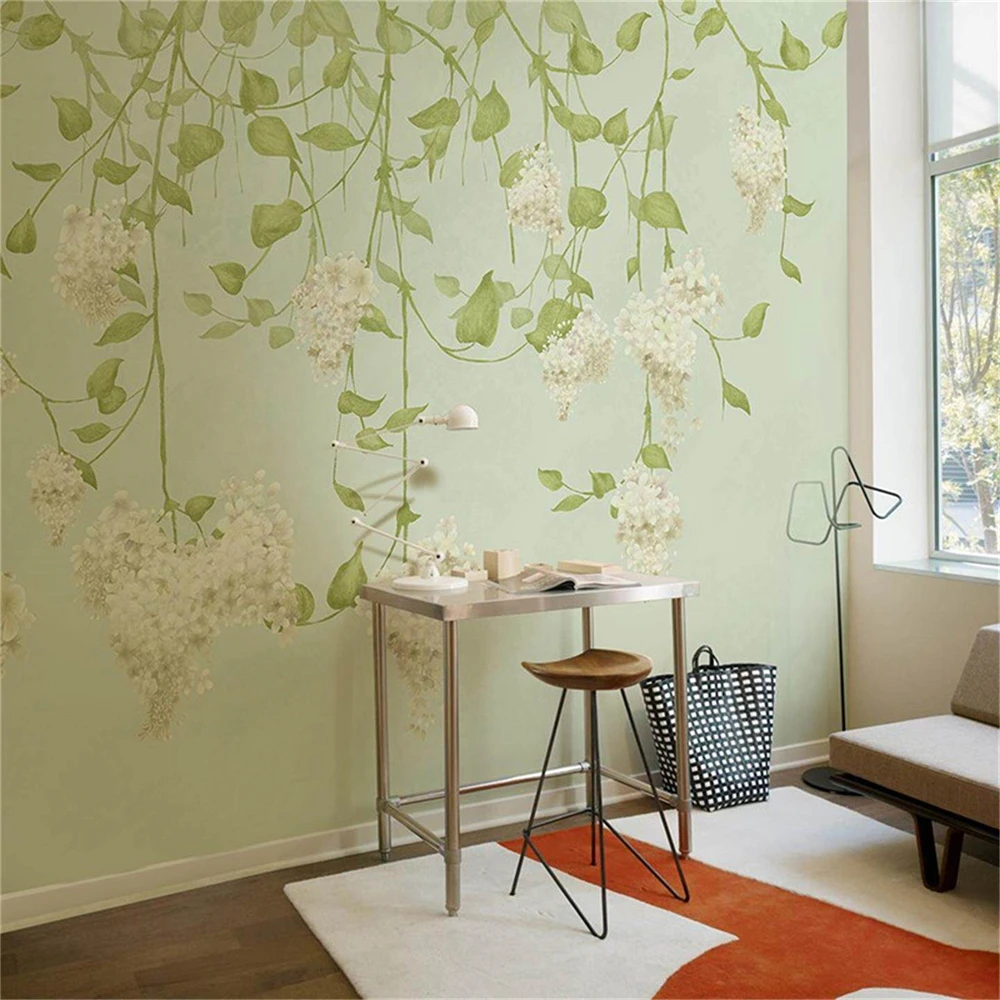 

custom American fresh floral wallpapers for living room Sofa bedroom green wallpaper TV background mural pastoral 3D wall paper