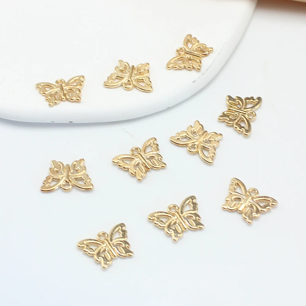 10Pcs Retro 15*11mm Gold Color Butterfly Pendant Charm for Necklace Earring Bracelet Making DIY Jewelry Accessory Finding