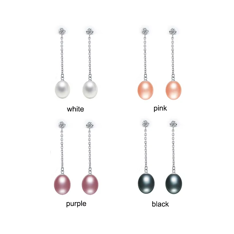 ZHBORUINI 2024 Fashion Pearl Earrings Natural Freshwater Pearl 925 Sterling Silver Jewelry For Woman Pearl Long Earring Gift