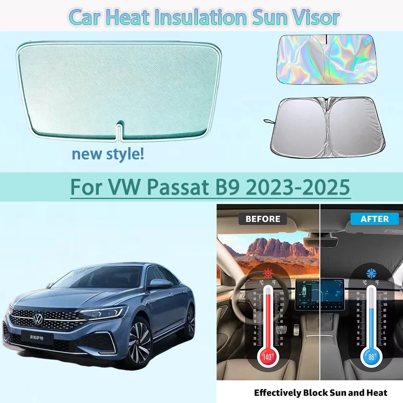 

Car Front Windshield Sunshade Heat Insulation Sun Visor Summer Cooling Accessories For VW Volkswagen Passat B9 2023 2024 2025
