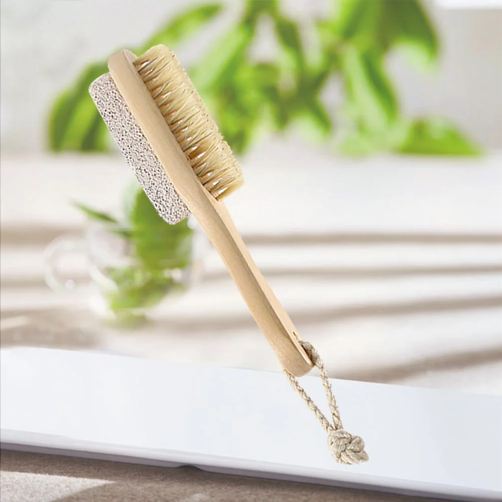 

Remove Dead Skin Foot Stone Scrubber Pedicures Exfoliating Tool Natural Callus Remover Wooden Handle Exfoliator Cleaning Brush