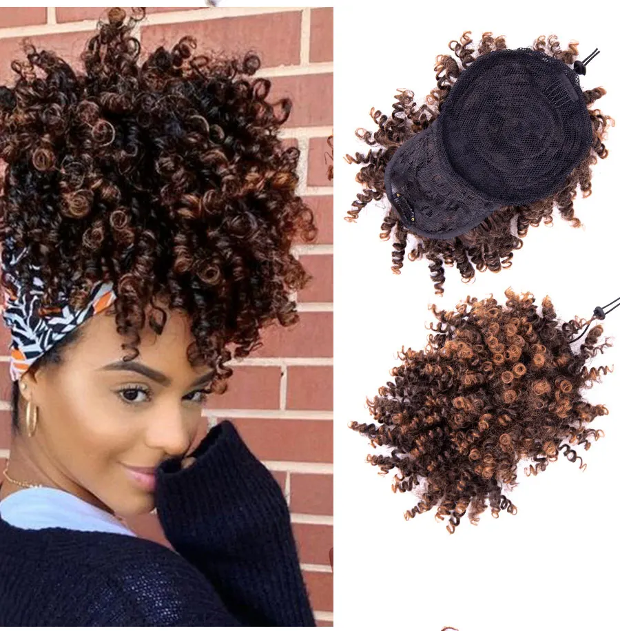 Wholesale Synthetic Curly Bangs Afro Drawstring Ponytail 11Color Kinky Curly Hair Bangs Hair Extension Clip On Front Hairpieces