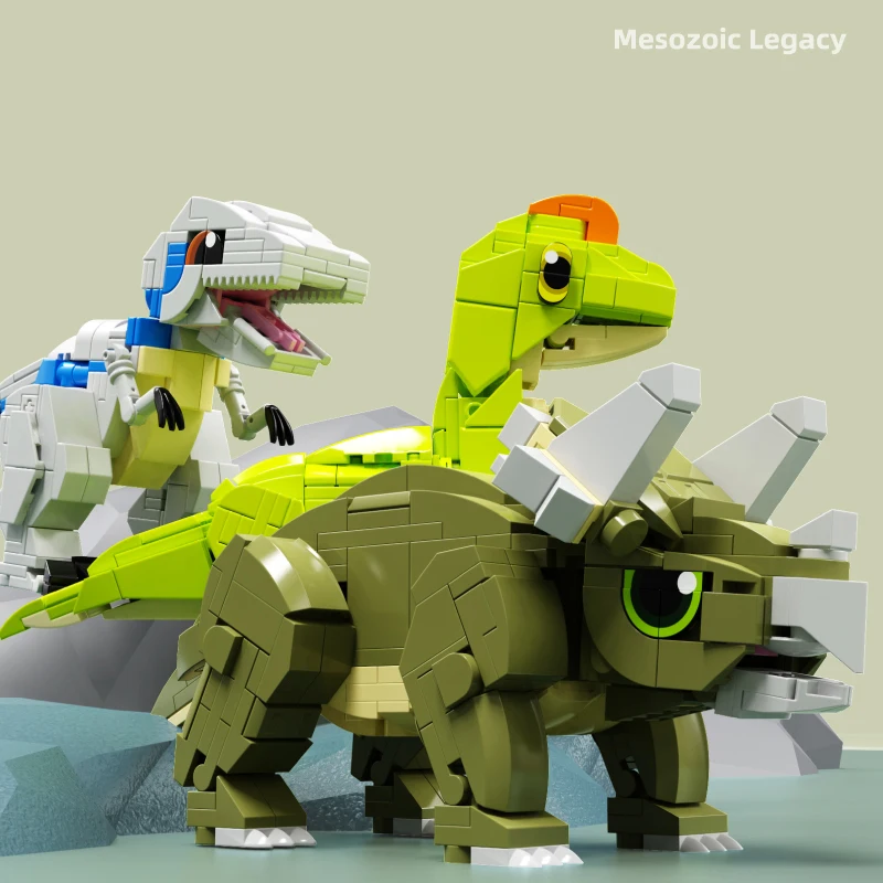6 Types Dinosaur World Tyrannosaurus Rex, Triceratops, Pterodacty losaurus Building Blocks Assemble Bricks Toys Gift For Kids