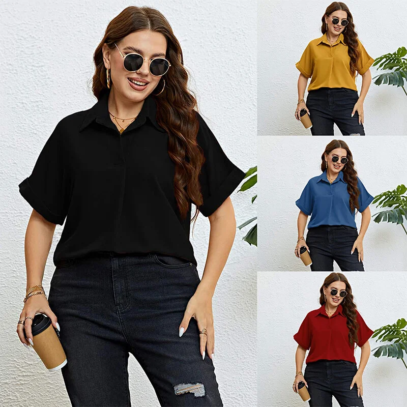 

Summer plus Size Women's Office irt 2024 Sli plus Size Big Code irt for Ladies Straight Fit Other Material