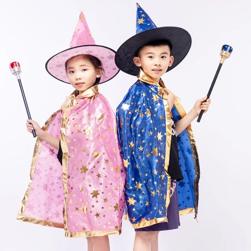 Capas de mago con sombrero para fiesta de cumpleaños de niños, Disfraces de Halloween, suministros para fiestas de cumpleaños, recuerdo de fiesta