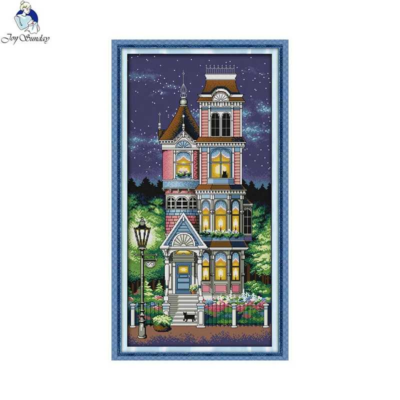 Joy Sunday Cross Stitch Kit DIY Handmade Embroidery Landscapes A Quiet Night Pattern Living Room Display Home Decoratin Gifts