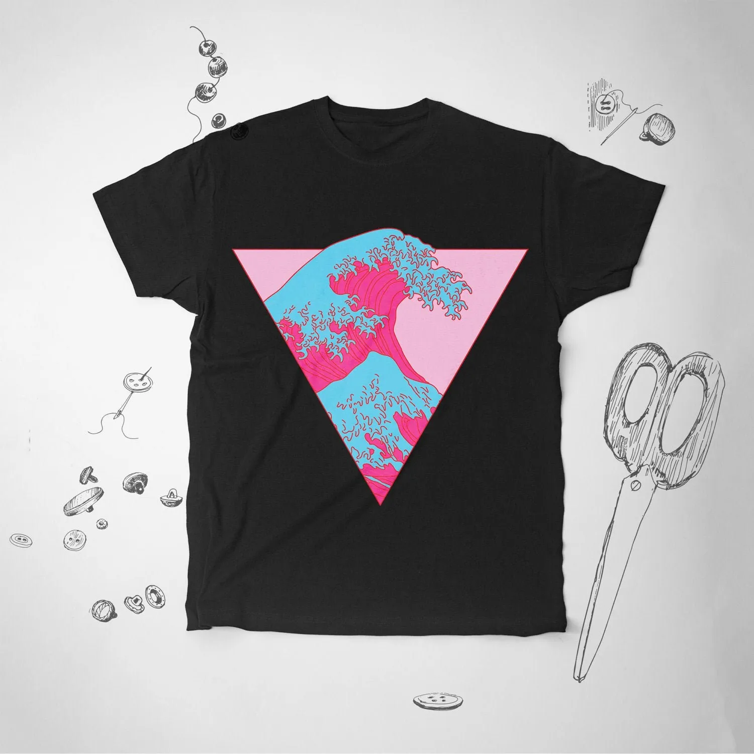 Vaporwave shirt for Girls tee T Japanese Art Aesthetic Ocean Wave Trendy Guy Lady