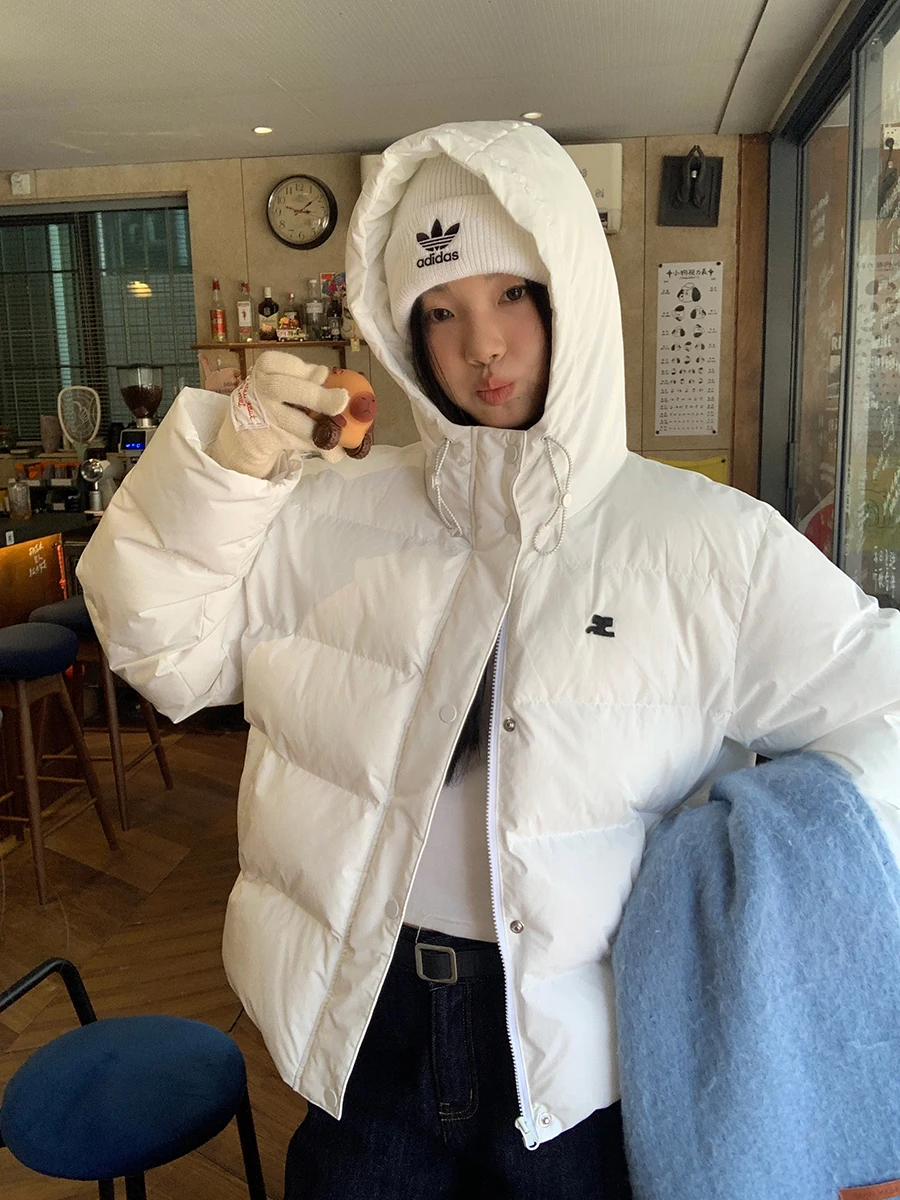 ホワイトダックダウンジャケット レディーススタイル 冬 2025 新作 ユニーク 美しい 小さいサイズ アウター レッド セレブリティ ミュージアム